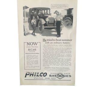 Vintage 1923 Philco Batteries Tried to Beat Summer Ad Advertisement